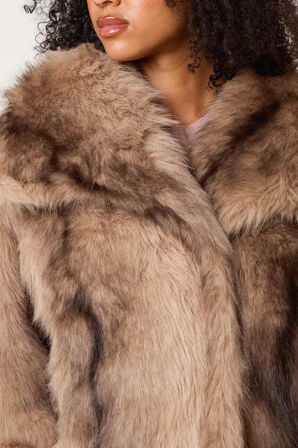 Qed London Mixed Shades Faux Fur Coat
