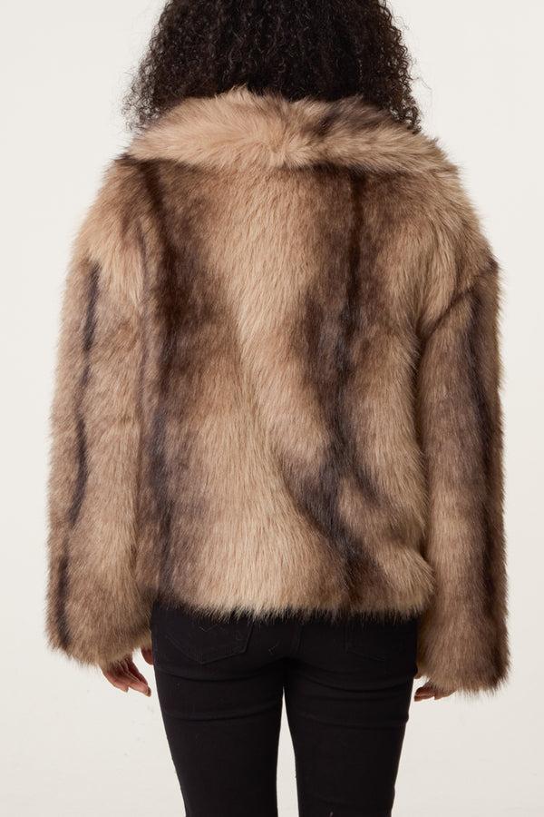 Qed London Mixed Shades Faux Fur Coat
