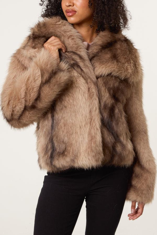 qed london Mixed Shades Faux Fur Coat