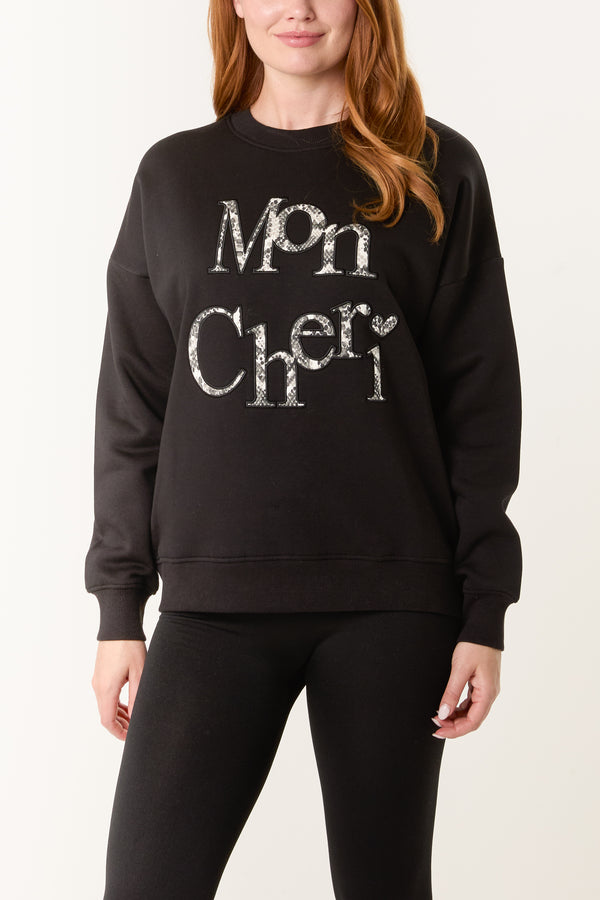 Qed London 'Mon Cheri' Snake Print Sweatshirt