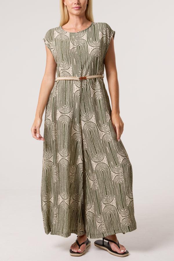 Qed London Monochrome Belted Wide Leg Jumpsuit