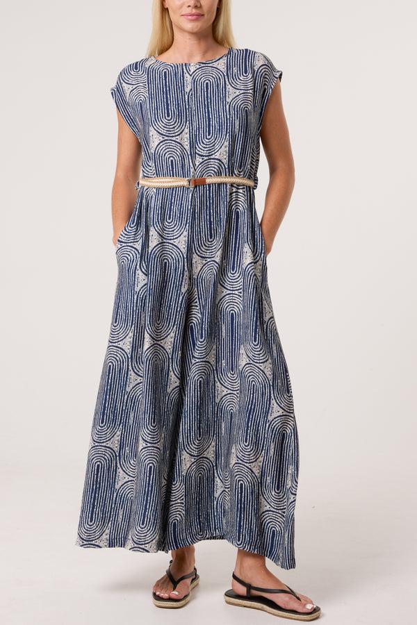 qed london Monochrome Belted Wide Leg Jumpsuit