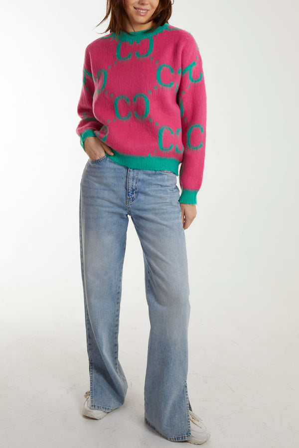 Qed London Monogram Short Hair Detail Jumper