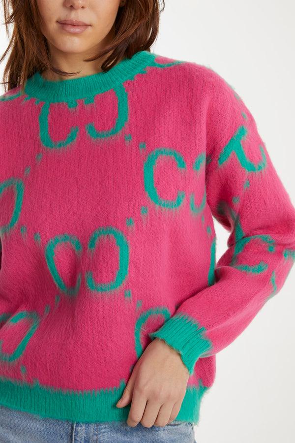 Qed London Monogram Short Hair Detail Jumper