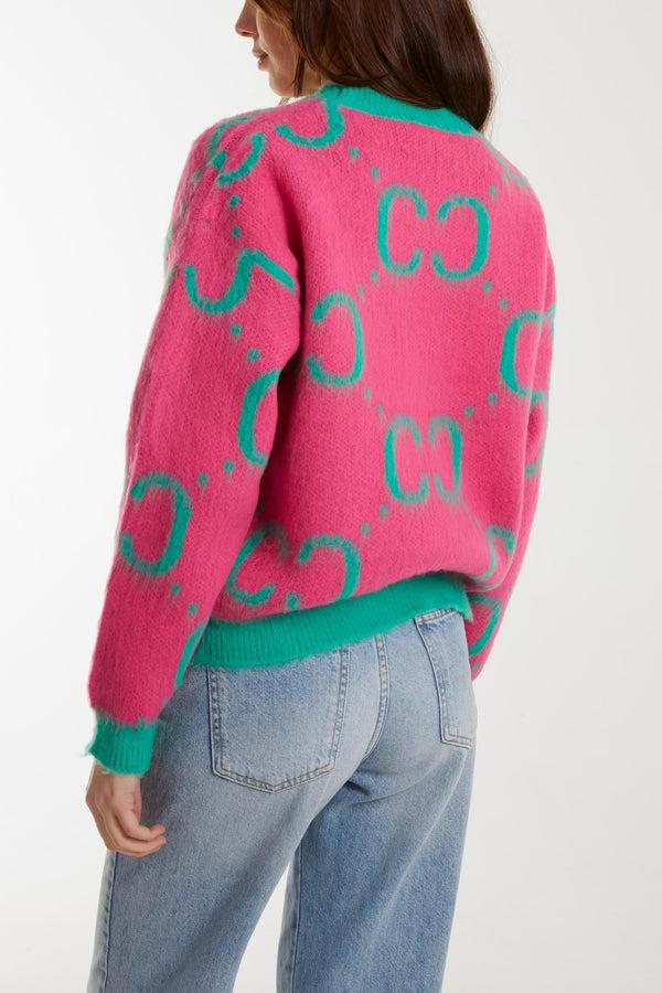 Qed London Monogram Short Hair Detail Jumper