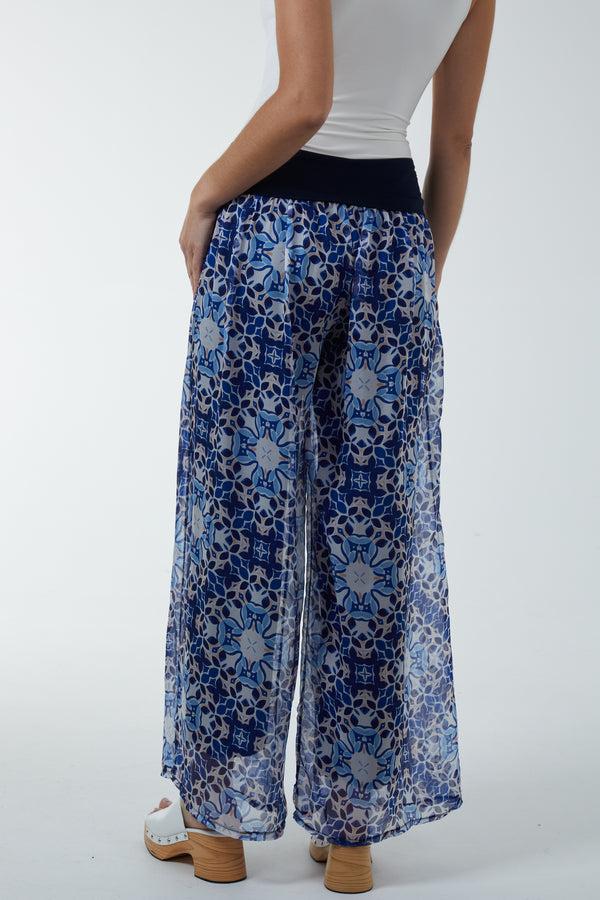 Qed London Mosaic Print Sheer Trousers