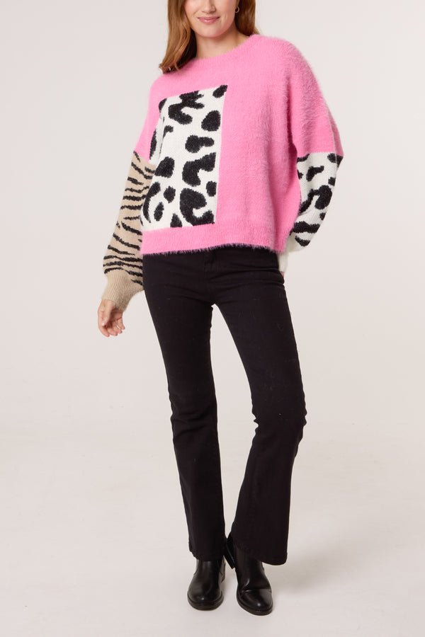Qed London Multi Animal Design Knit Jumper