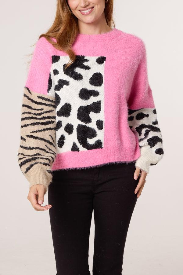 qed london Multi Animal Design Knit Jumper
