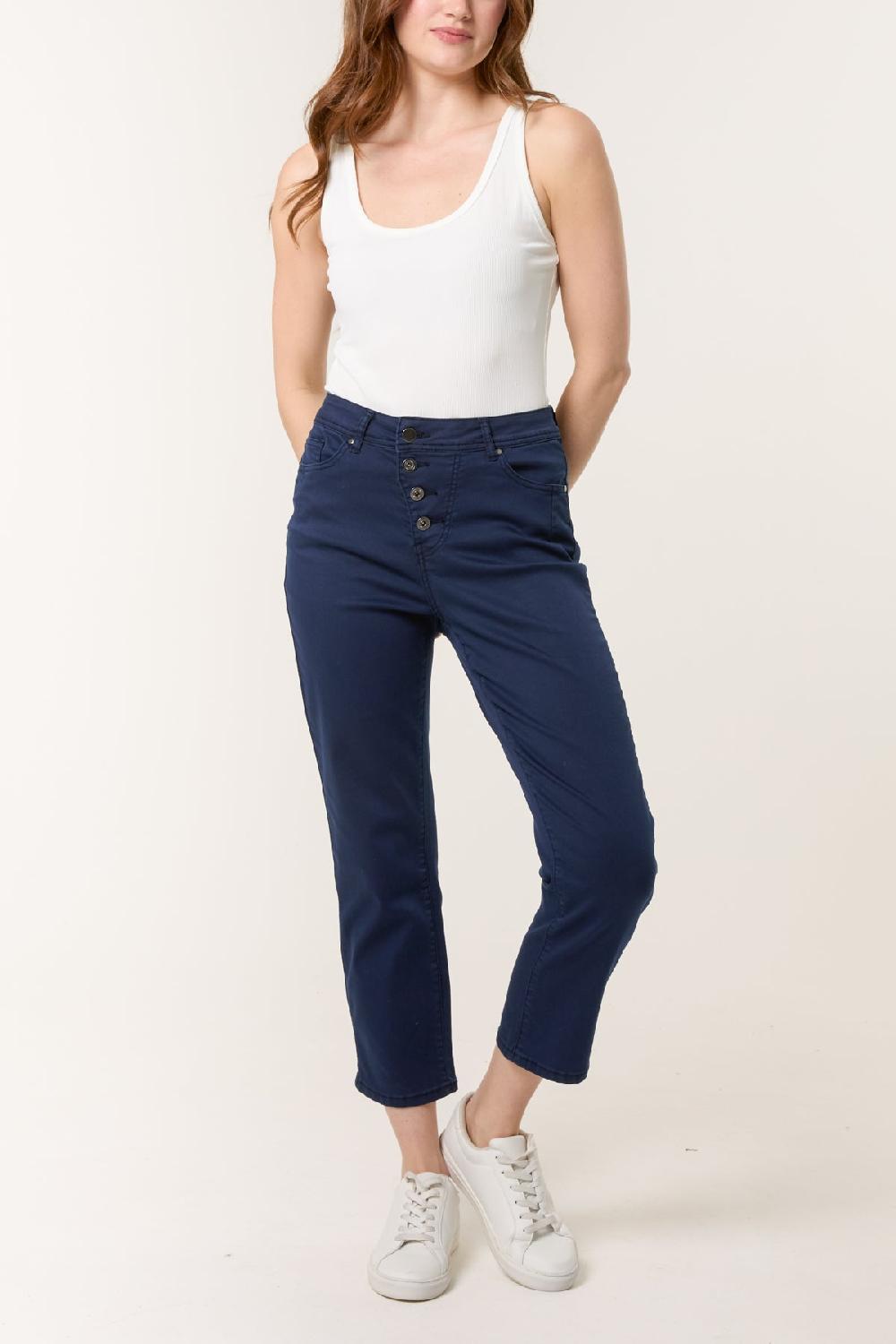 Qed London Multi Button-Front Capri Trouser Jeans