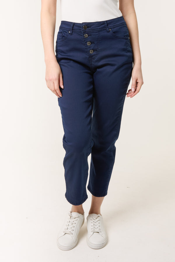 Qed London Multi Button-Front Capri Trouser Jeans