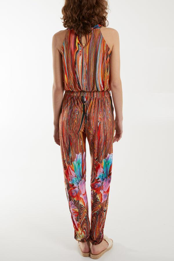Qed London Multi Print Halterneck Jumpsuit