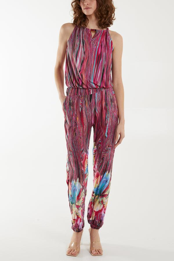Qed London Multi Print Halterneck Jumpsuit