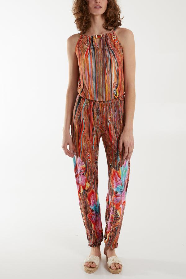 qed london Multi Print Halterneck Jumpsuit