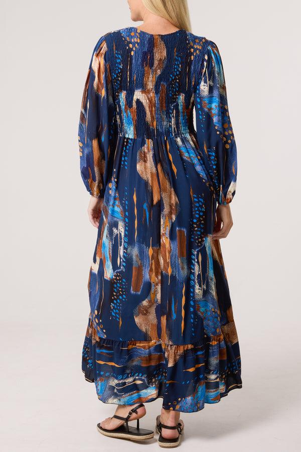 Qed London Multi Print Shirred Bust Midi Dress