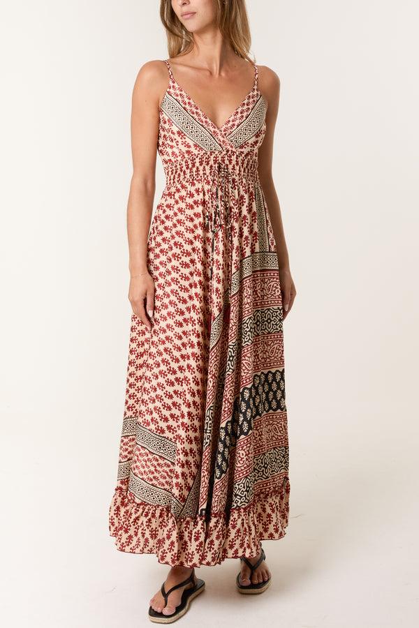 qed london Multi Print Wrap Cami Maxi Dress