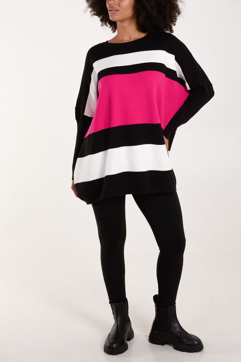 Qed London Multi Stripe Colour Block Jumper