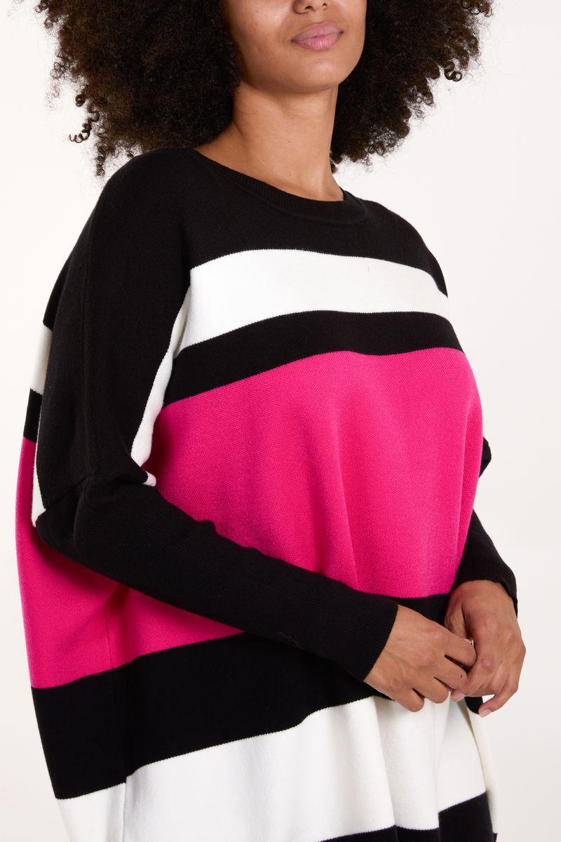 Qed London Multi Stripe Colour Block Jumper