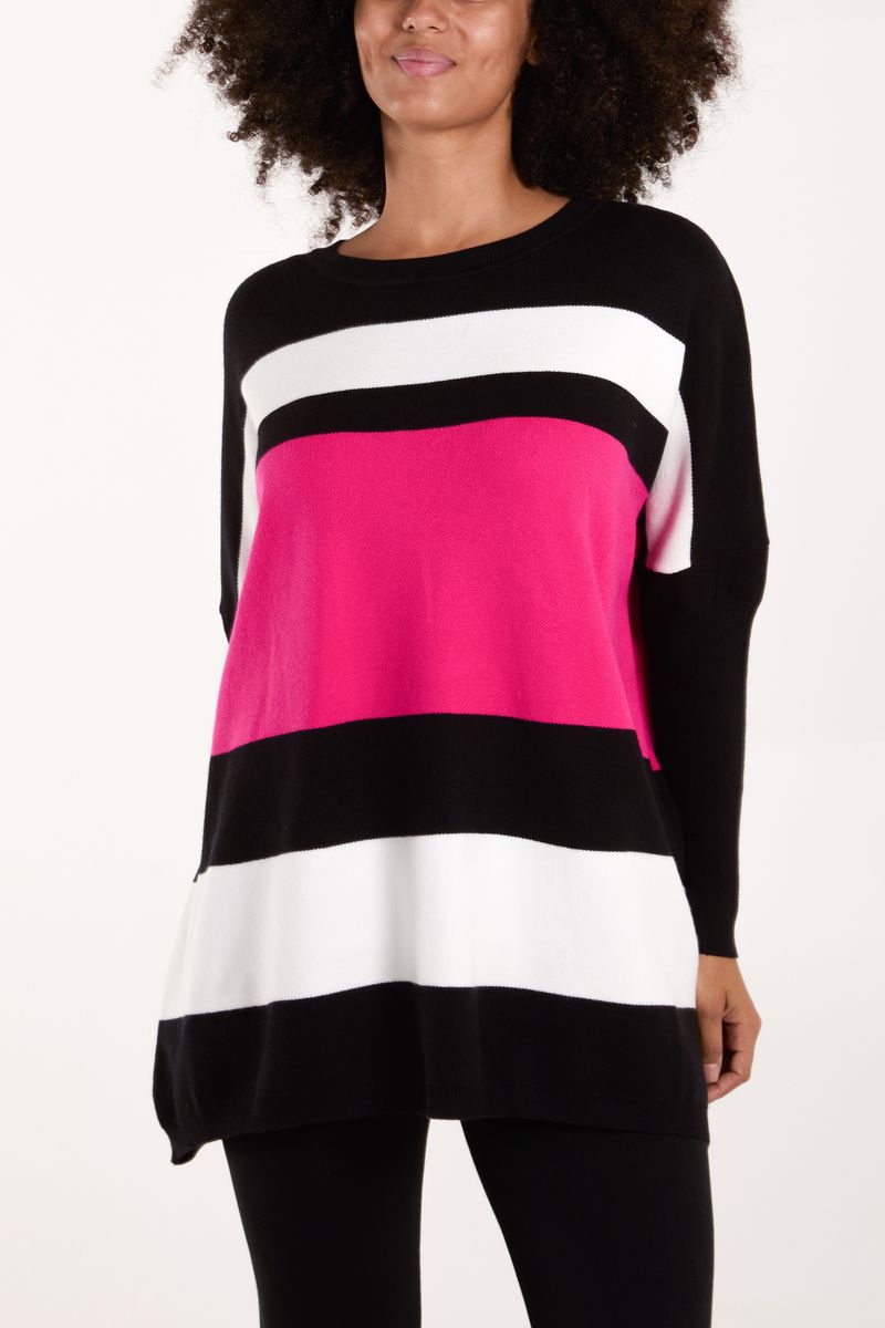 qed london Multi Stripe Colour Block Jumper