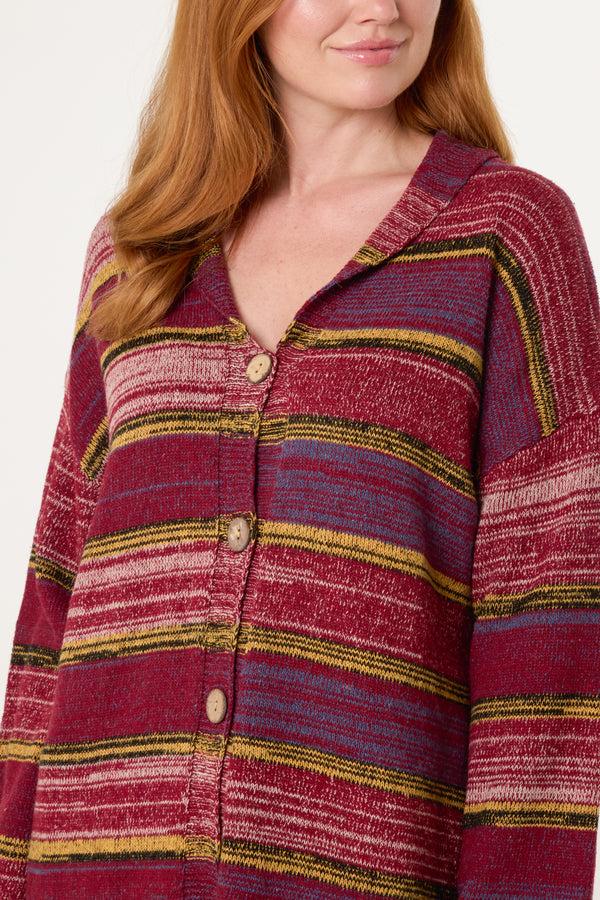 Qed London Multi Stripe V-Neck Cardigan