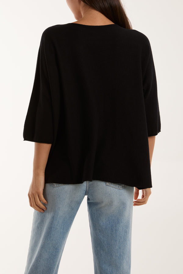 Qed London Multicolour Daisy 3/4 Sleeve Jumper