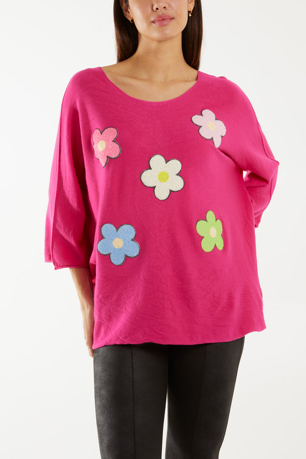 Qed London Multicolour Daisy 3/4 Sleeve Jumper