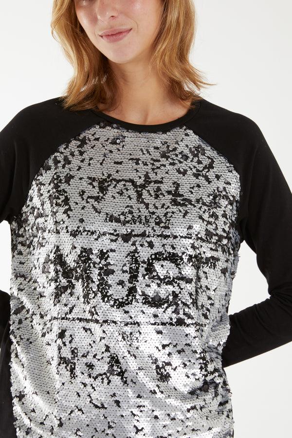 Qed London 'Must Have' Sparkly Long Sleeve Top