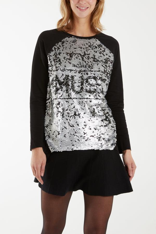 qed london 'Must Have' Sparkly Long Sleeve Top