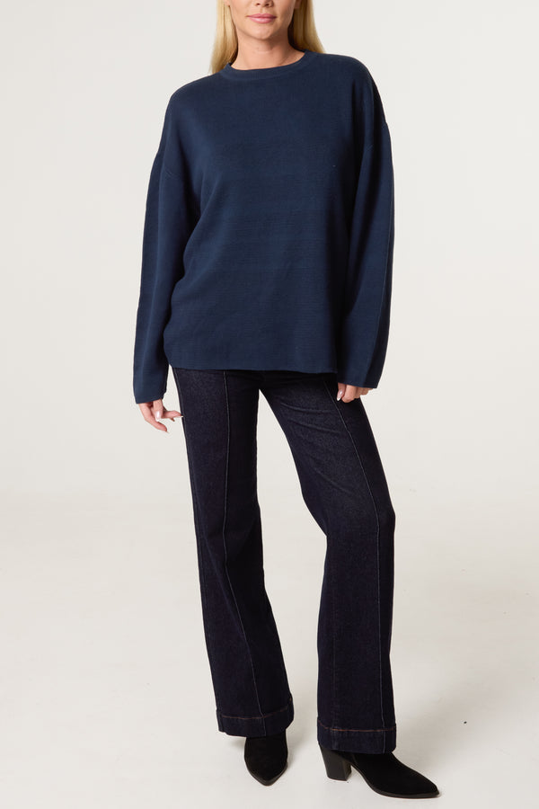 Qed London Navy High Neck Knit Jumper