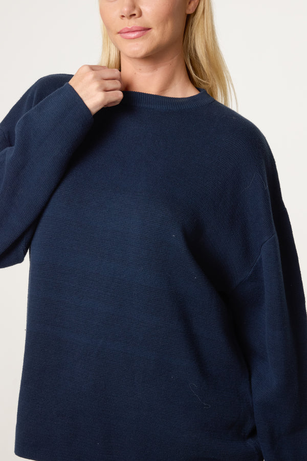 Qed London Navy High Neck Knit Jumper