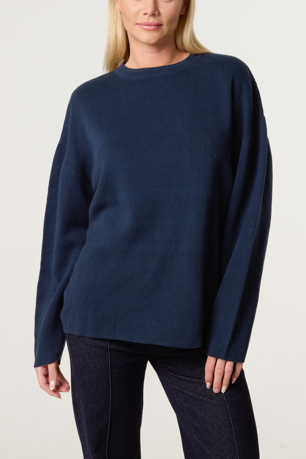 qed london Navy High Neck Knit Jumper