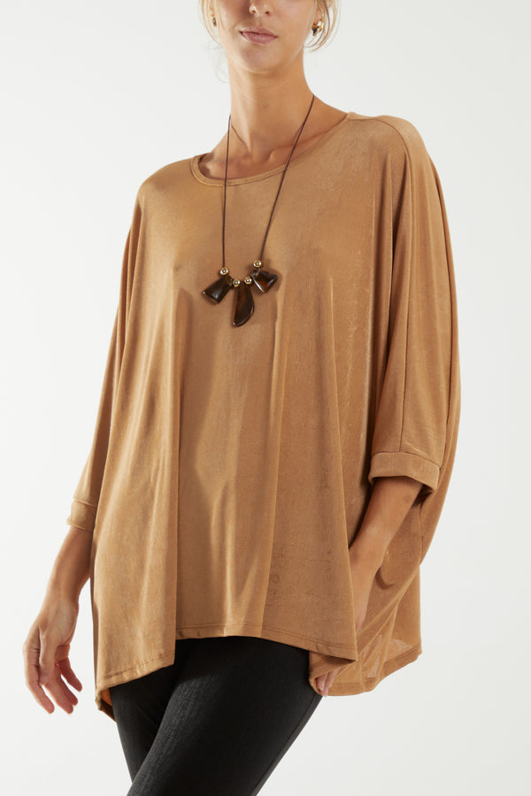 qed london Necklace Batwing Acetate Top