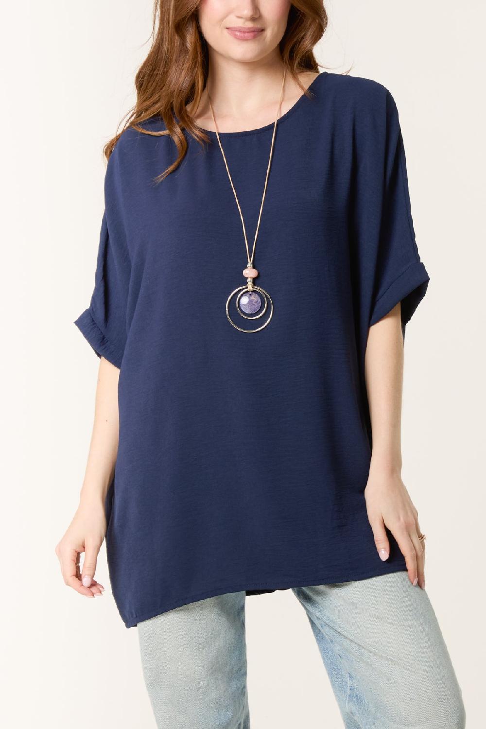 Qed London Necklace Batwing Short Sleeve Top
