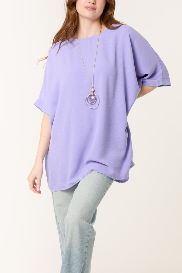 qed london Necklace Batwing Short Sleeve Top
