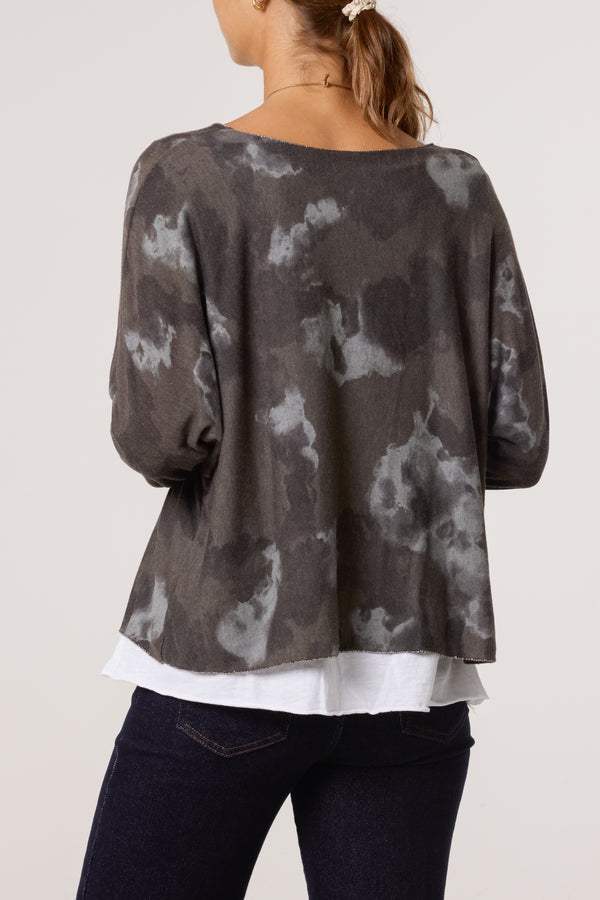 Qed London Necklace Blurred Double Layer Top