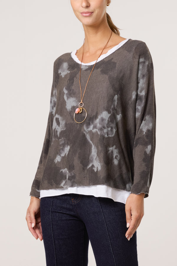 qed london Necklace Blurred Double Layer Top