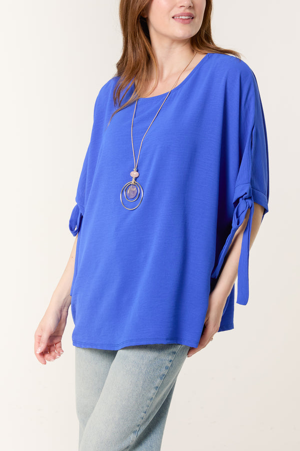 Qed London Necklace Bow Sleeve Blouse