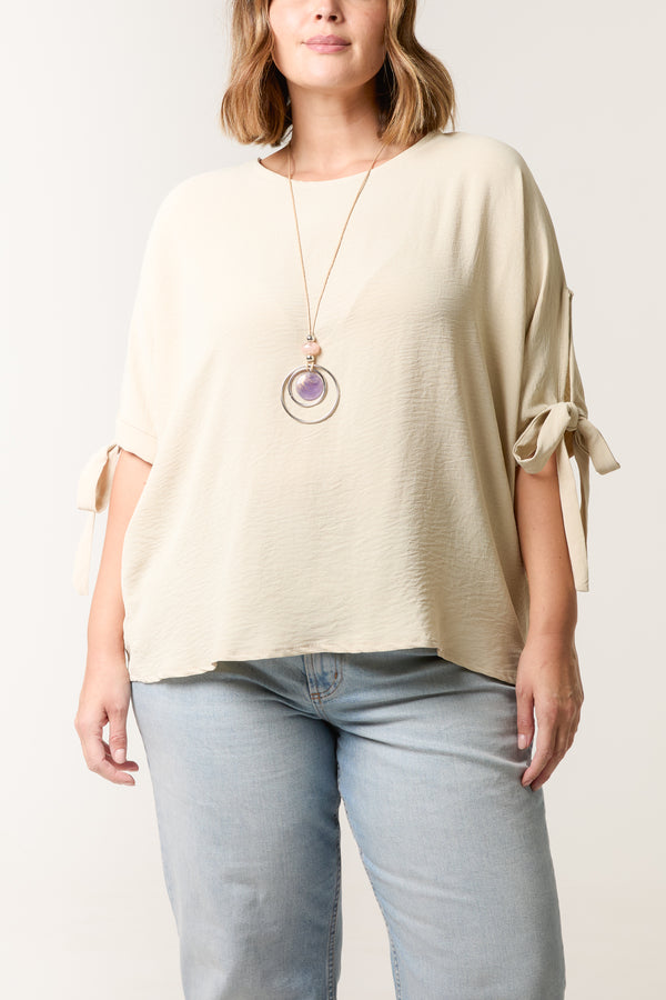 qed london Necklace Bow Sleeve Blouse