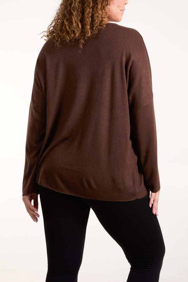 Qed London Necklace Fine Knit V-Neck Jumper