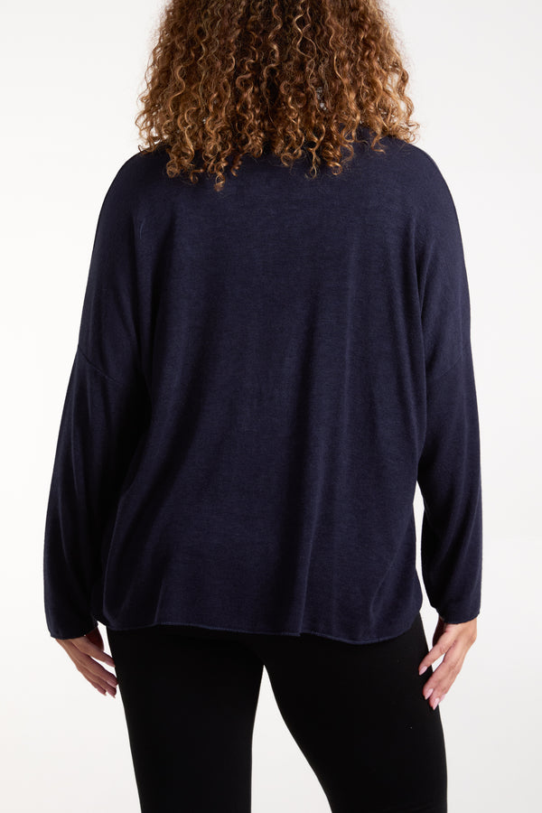 Qed London Necklace Fine Knit V-Neck Jumper