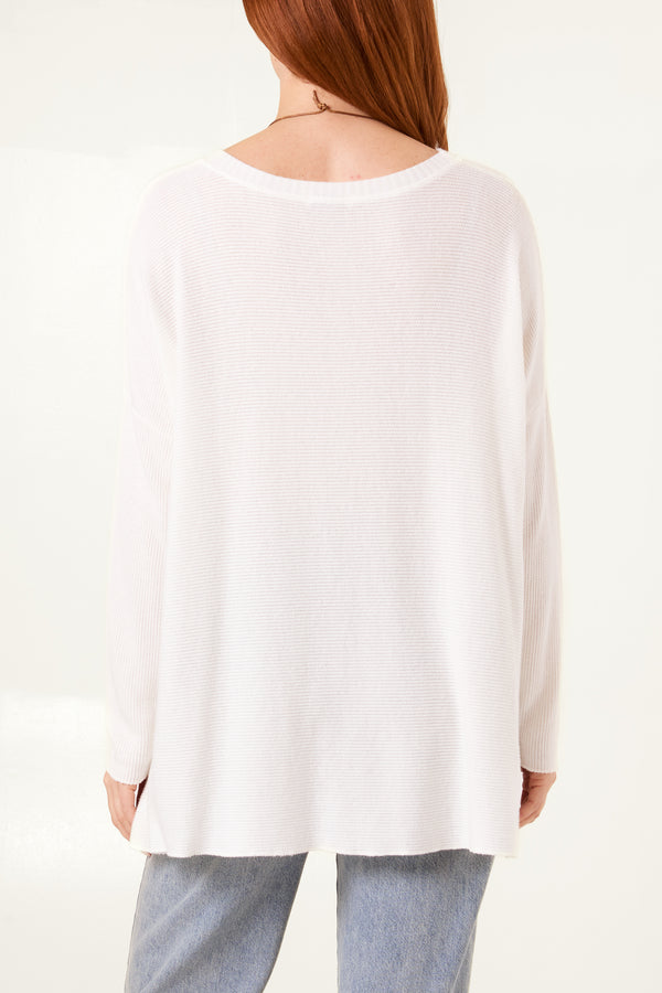 Qed London Necklace High Low Fine Knit Jumper