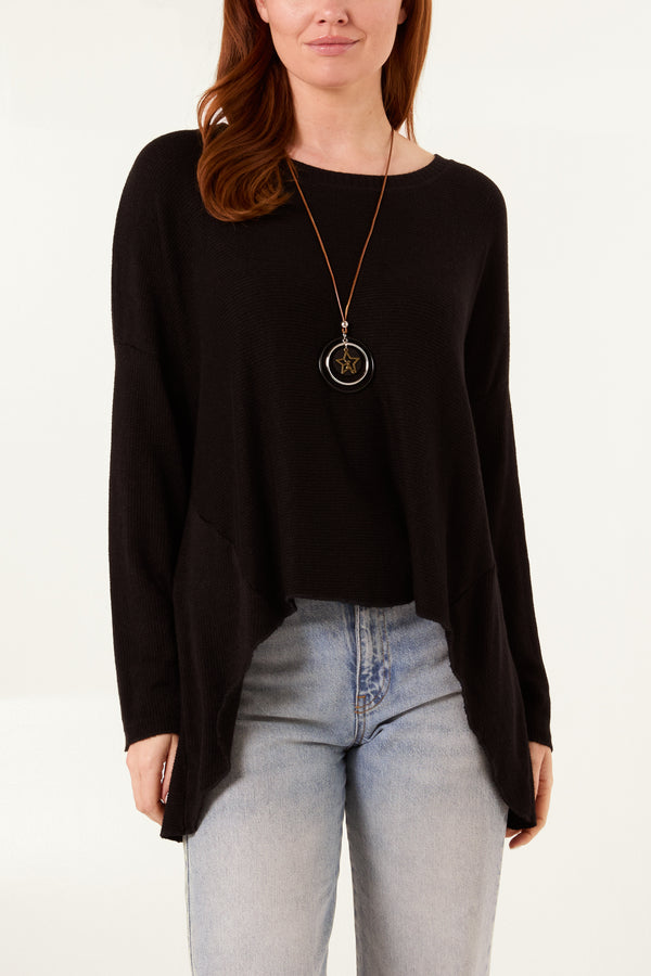 Qed London Necklace High Low Fine Knit Jumper