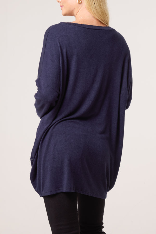 Qed London Necklace Lurex Trim Fine Knit Jumper