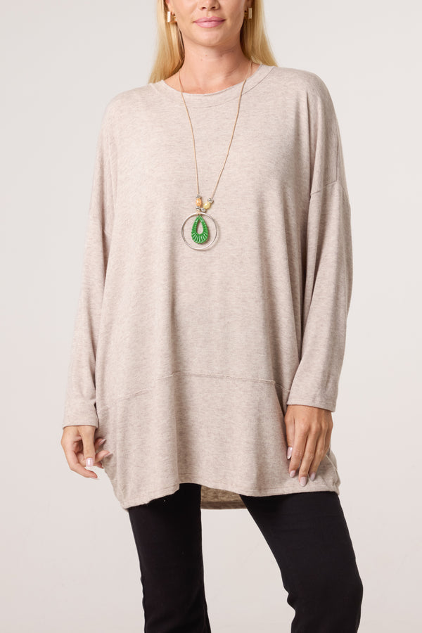 Qed London Necklace Lurex Trim Fine Knit Jumper