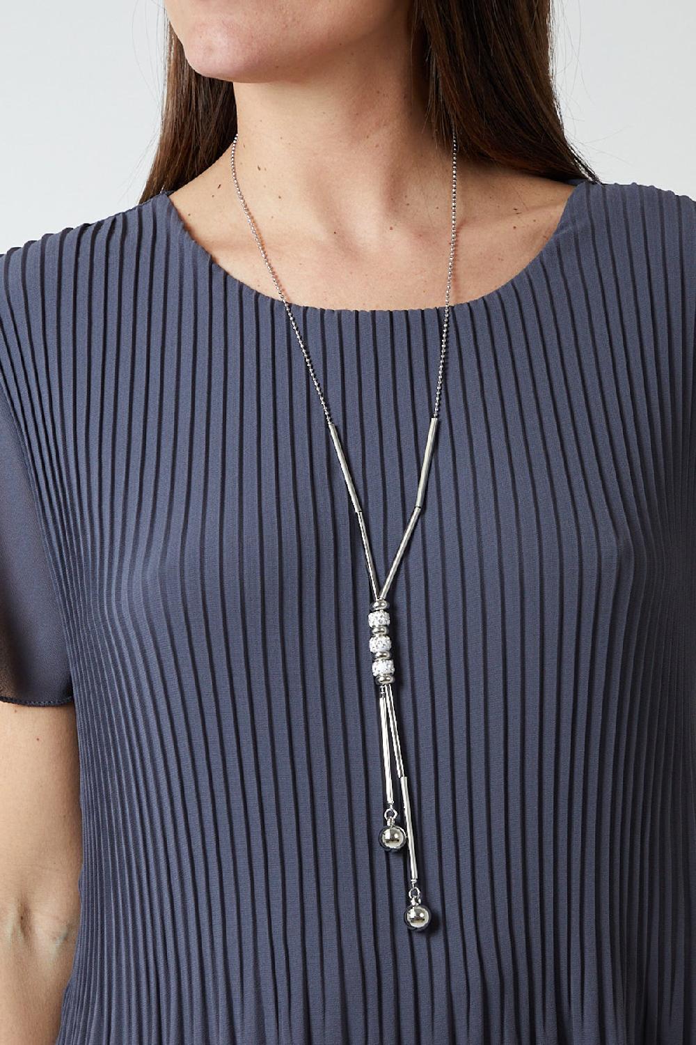 Qed London Necklace Pleated Top