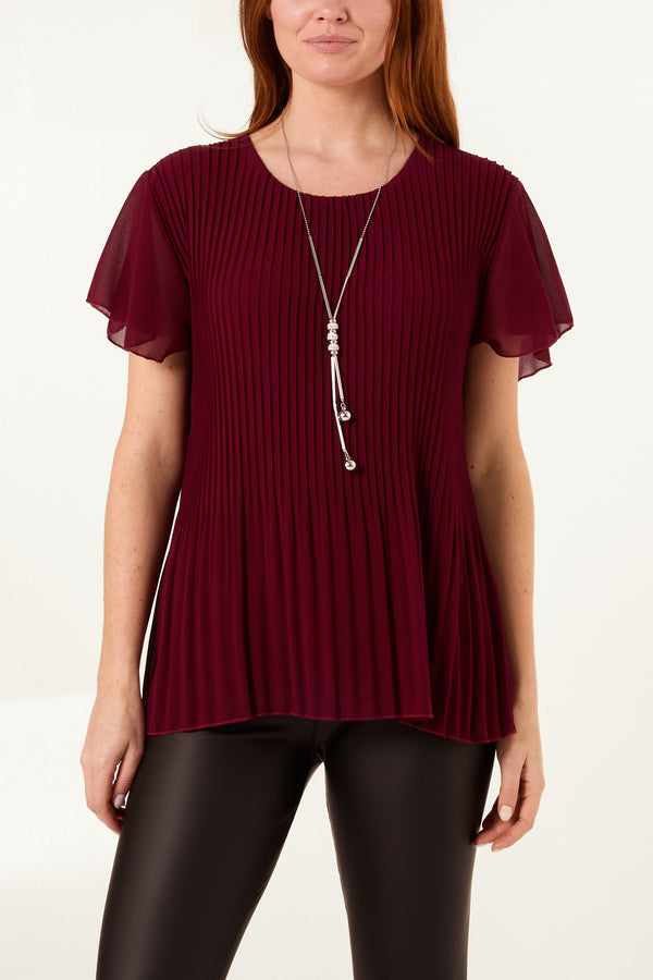Qed London Necklace Pleated Top