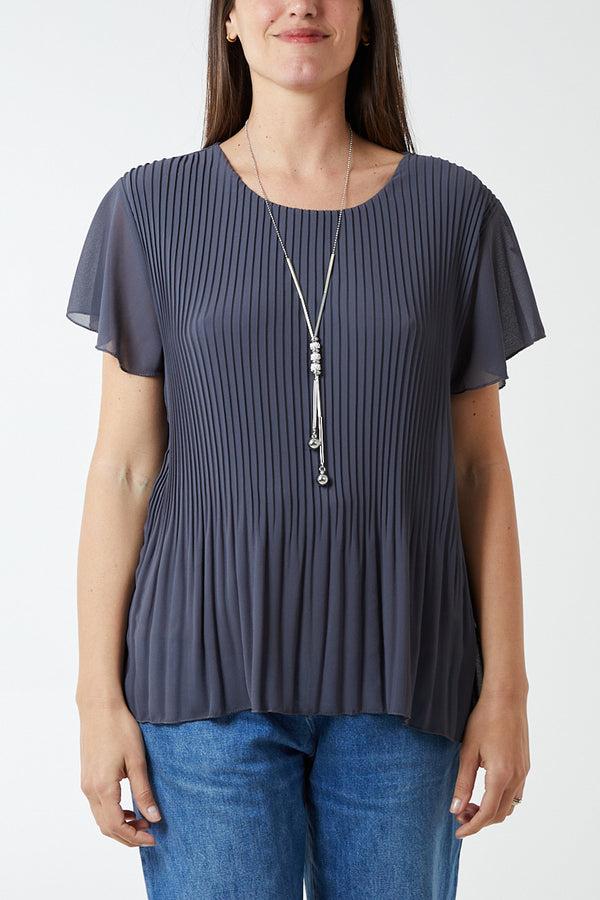 qed london Necklace Pleated Top