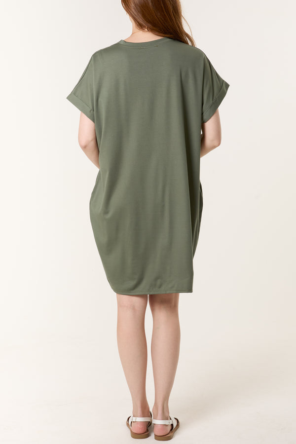 Qed London Necklace Short Sleeve Jersey Dress