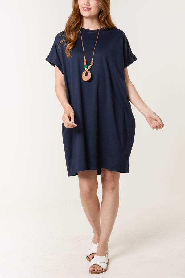 Qed London Necklace Short Sleeve Jersey Dress