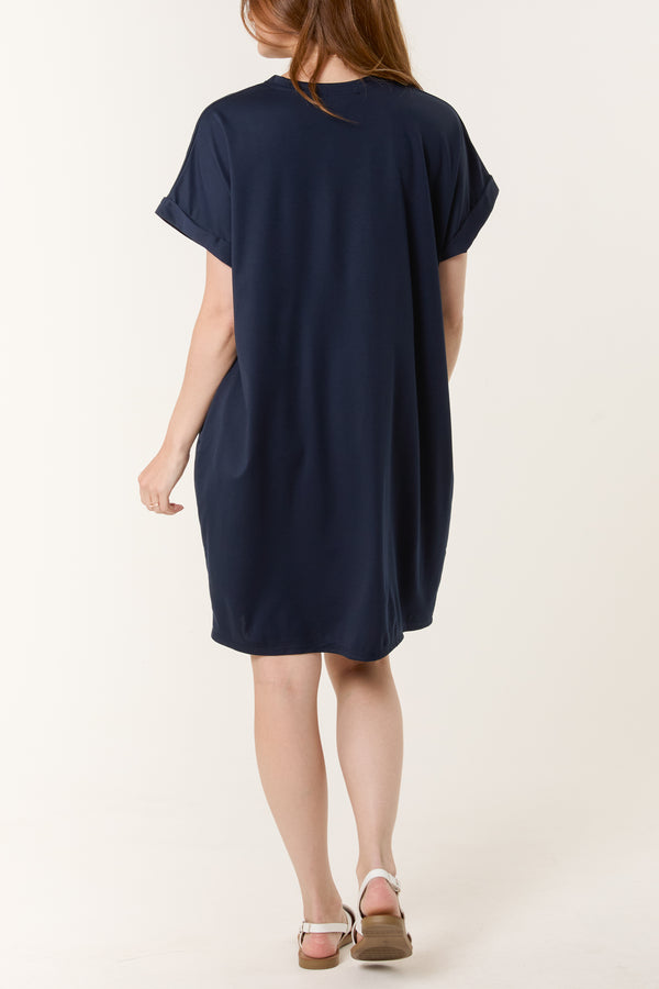 Qed London Necklace Short Sleeve Jersey Dress