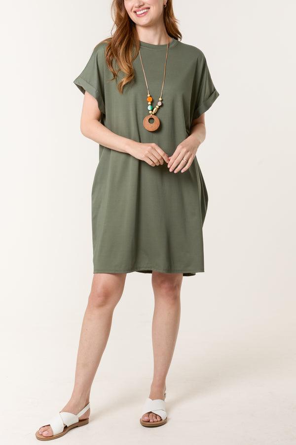 qed london Necklace Short Sleeve Jersey Dress